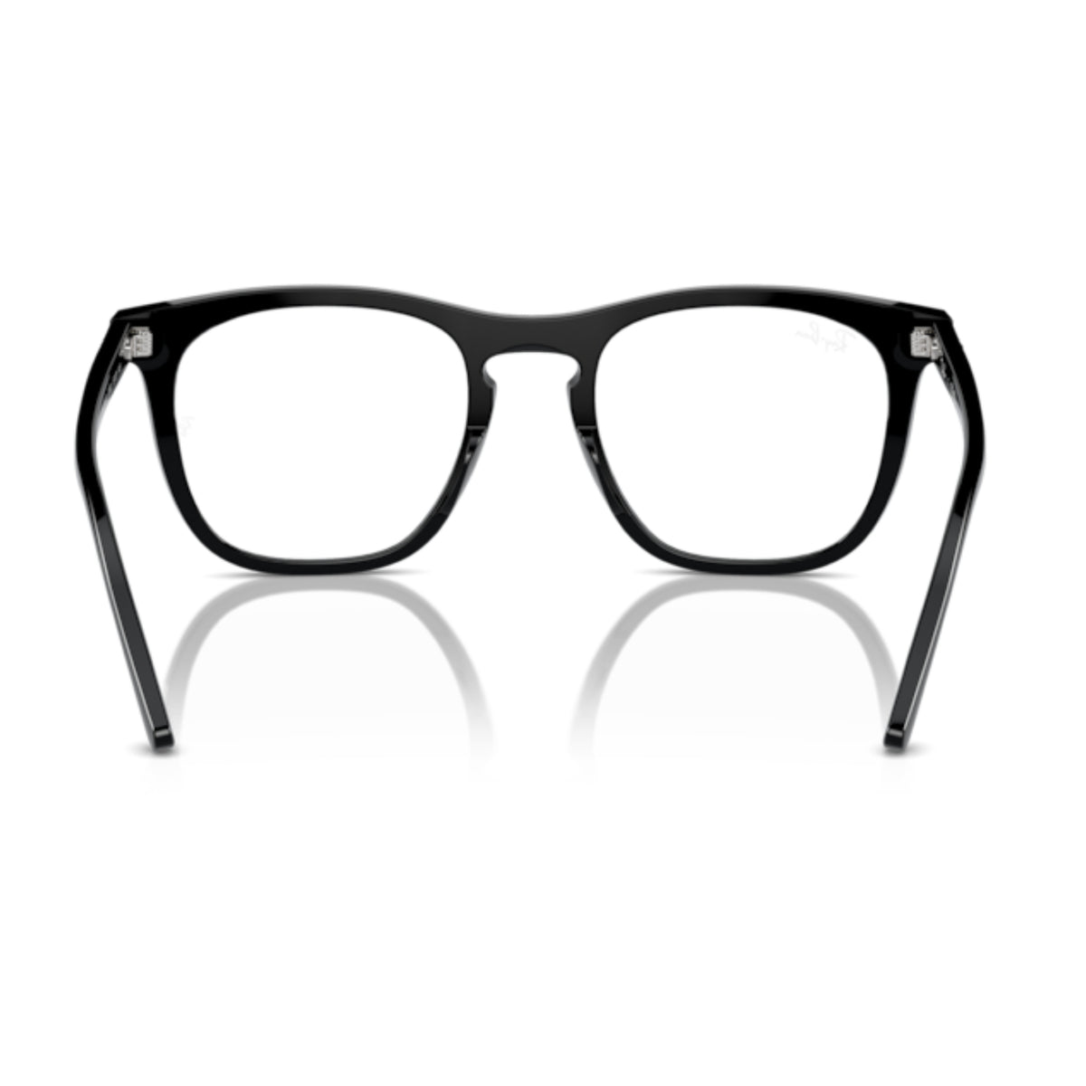 Ray-Ban RX2210V black square eyeglasses, back view of the frame and temples
