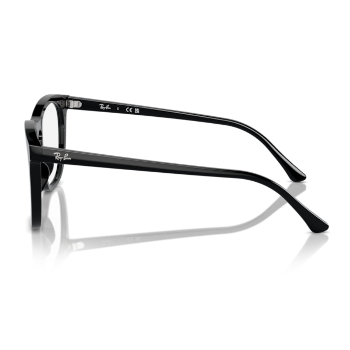 Ray-Ban RX2210V black square eyeglasses, side view of the temple