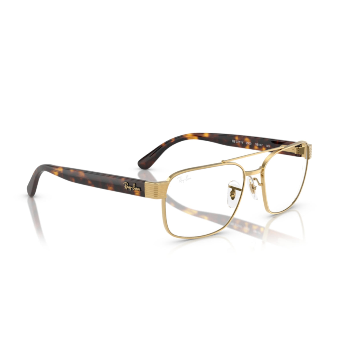 Ray-Ban RX3751V arista gold square eyeglasses, angled view