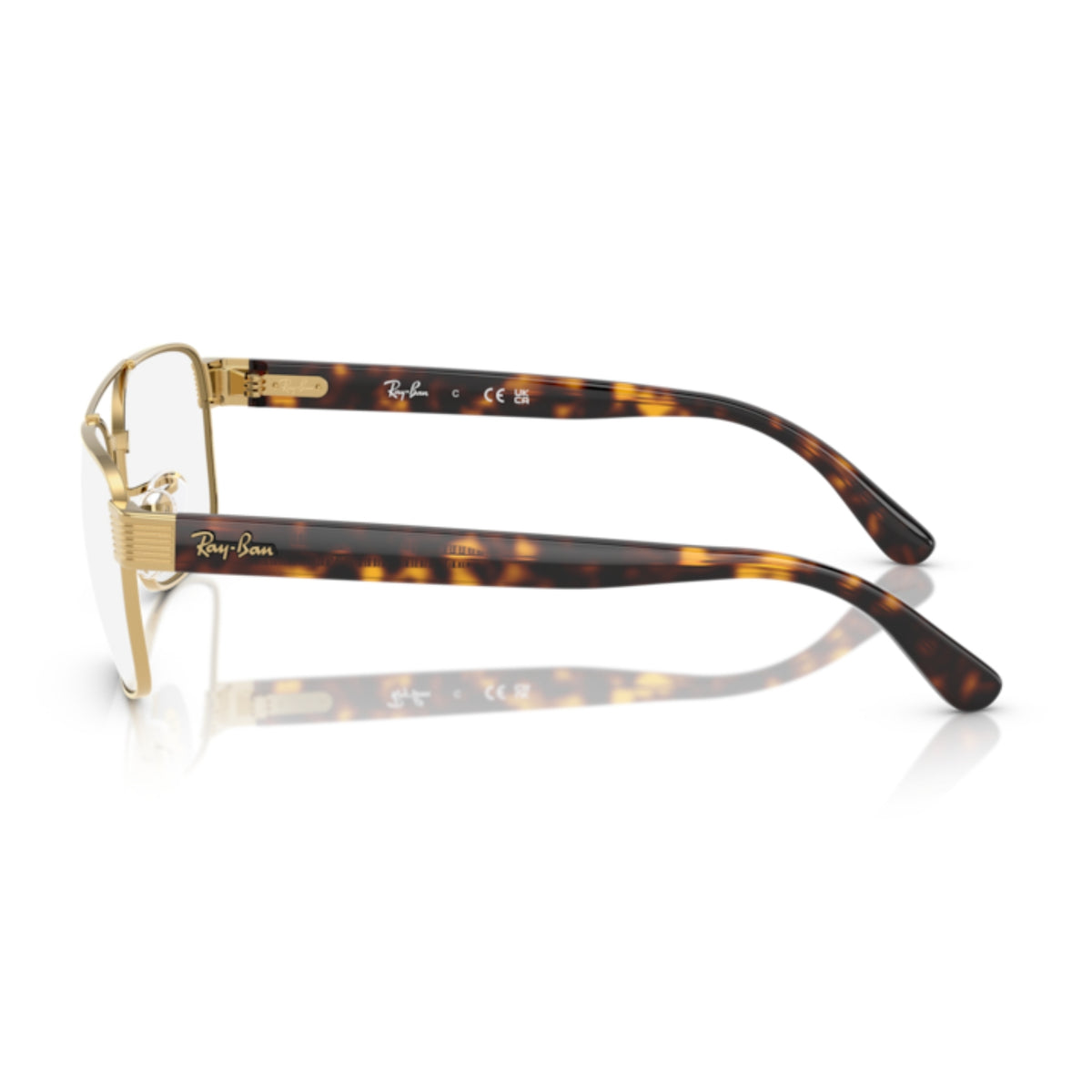 Ray-Ban RX3751V arista gold square eyeglasses, side view of the havana temple