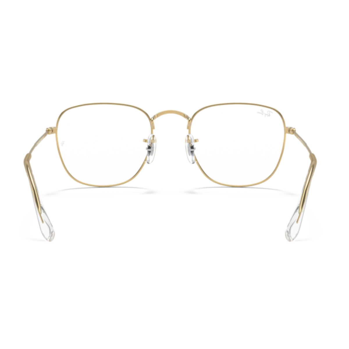 Ray-Ban RX3857V gold square eyeglasses, back view of the frame and temples