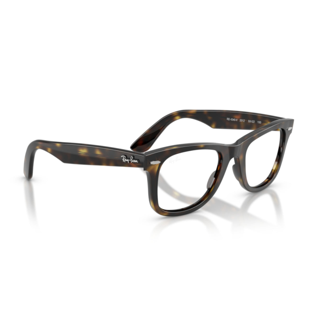 Ray-Ban RX4340V havana square eyeglasses, angled view