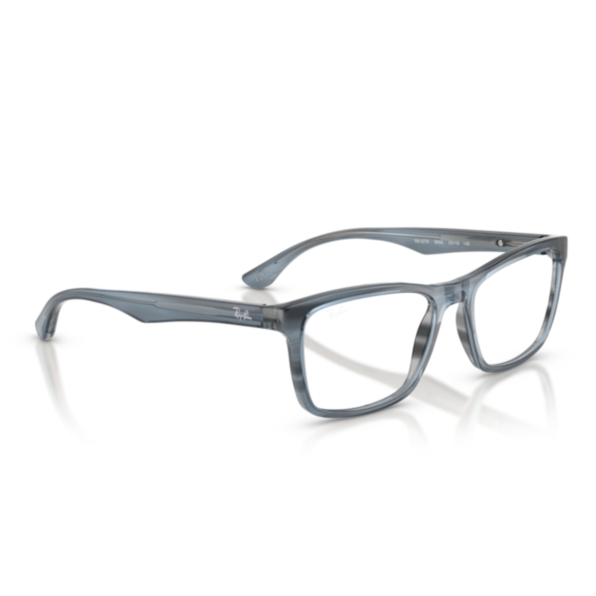 Ray-Ban RX5279 striped blue square eyeglasses, angled view
