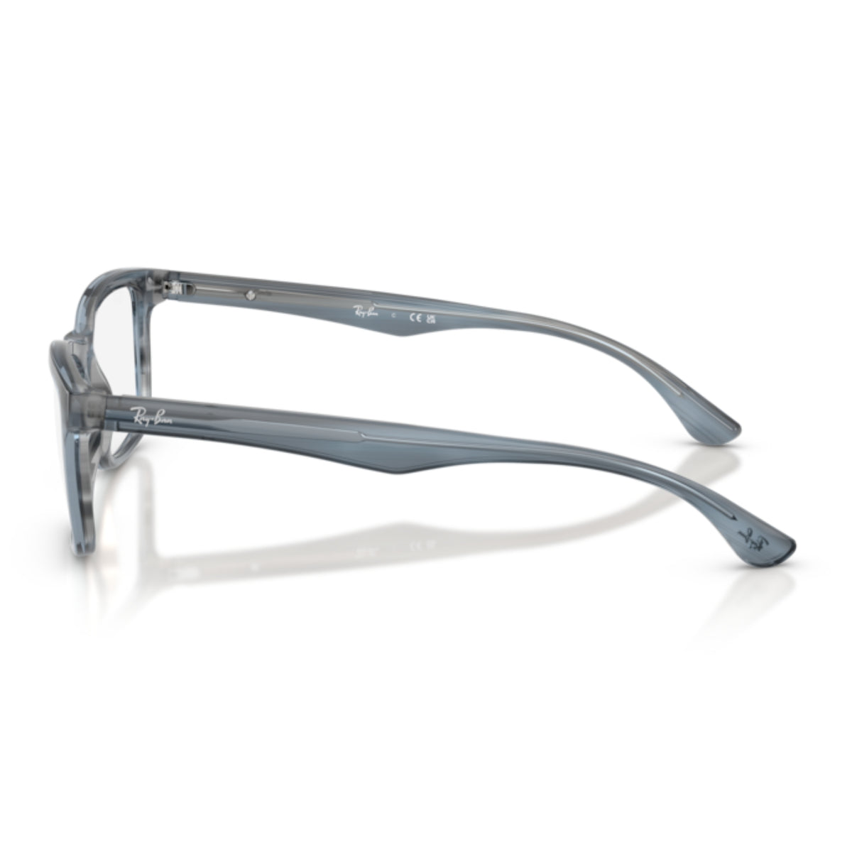 Ray-Ban RX5279 striped blue square eyeglasses, side view of the temple