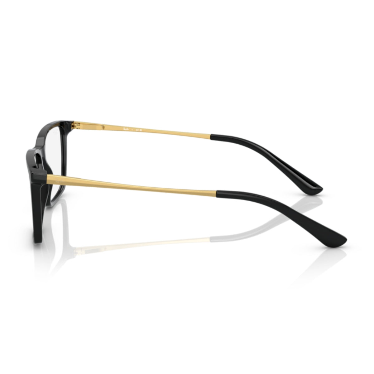 Ray-Ban RX5410I black square eyeglasses, side view of the gold temple