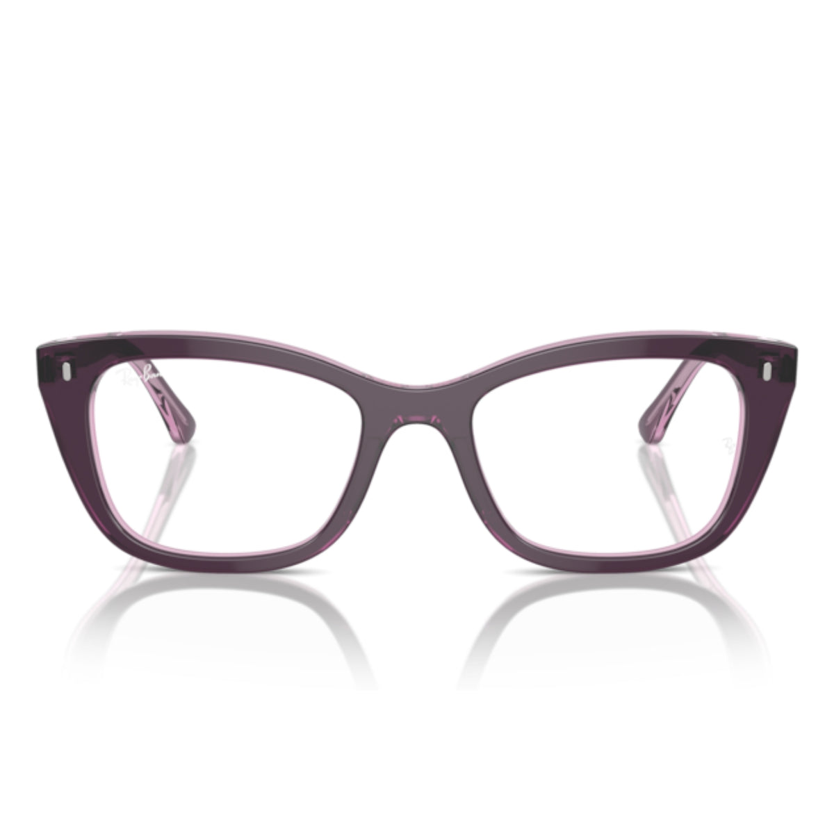 Ray-Ban RX5433 violet on transparent pink square eyeglasses, full-rim acetate frame