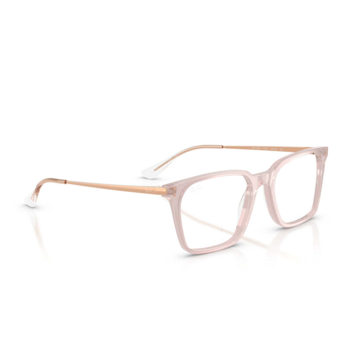 Ray-Ban RX5452I light pink square eyeglasses, angled view