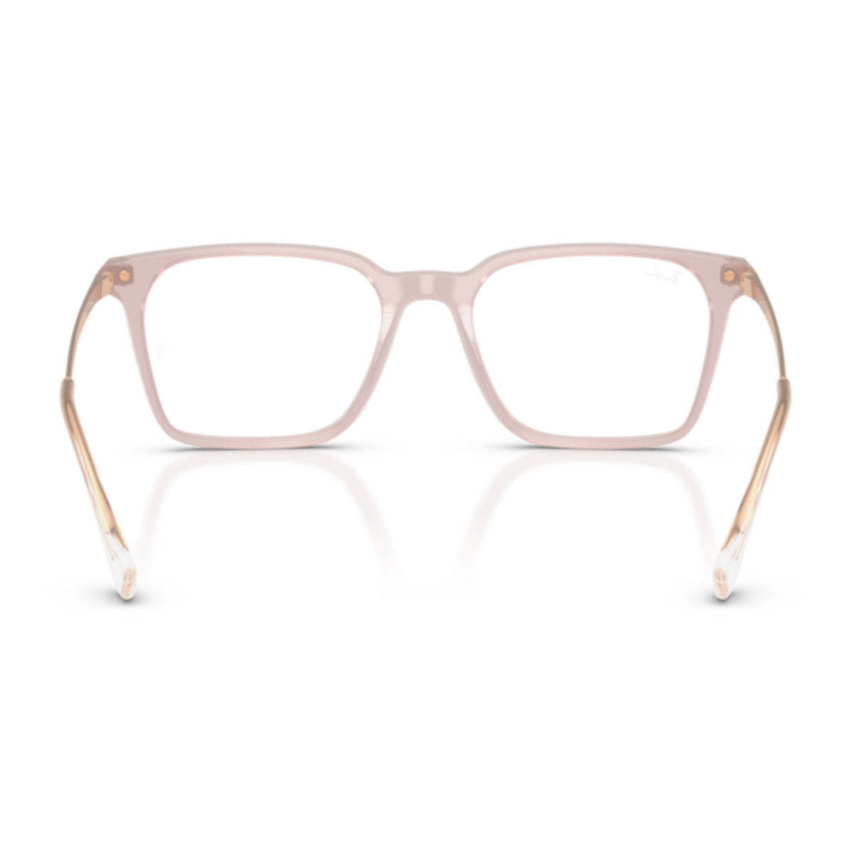 Ray-Ban RX5452I light pink square eyeglasses, back view of the frame and temples