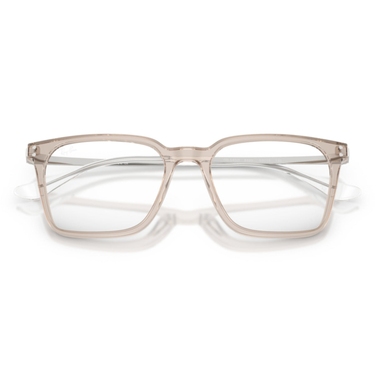 Ray-Ban RX5452I light brown square eyeglasses, front view with the temples folded