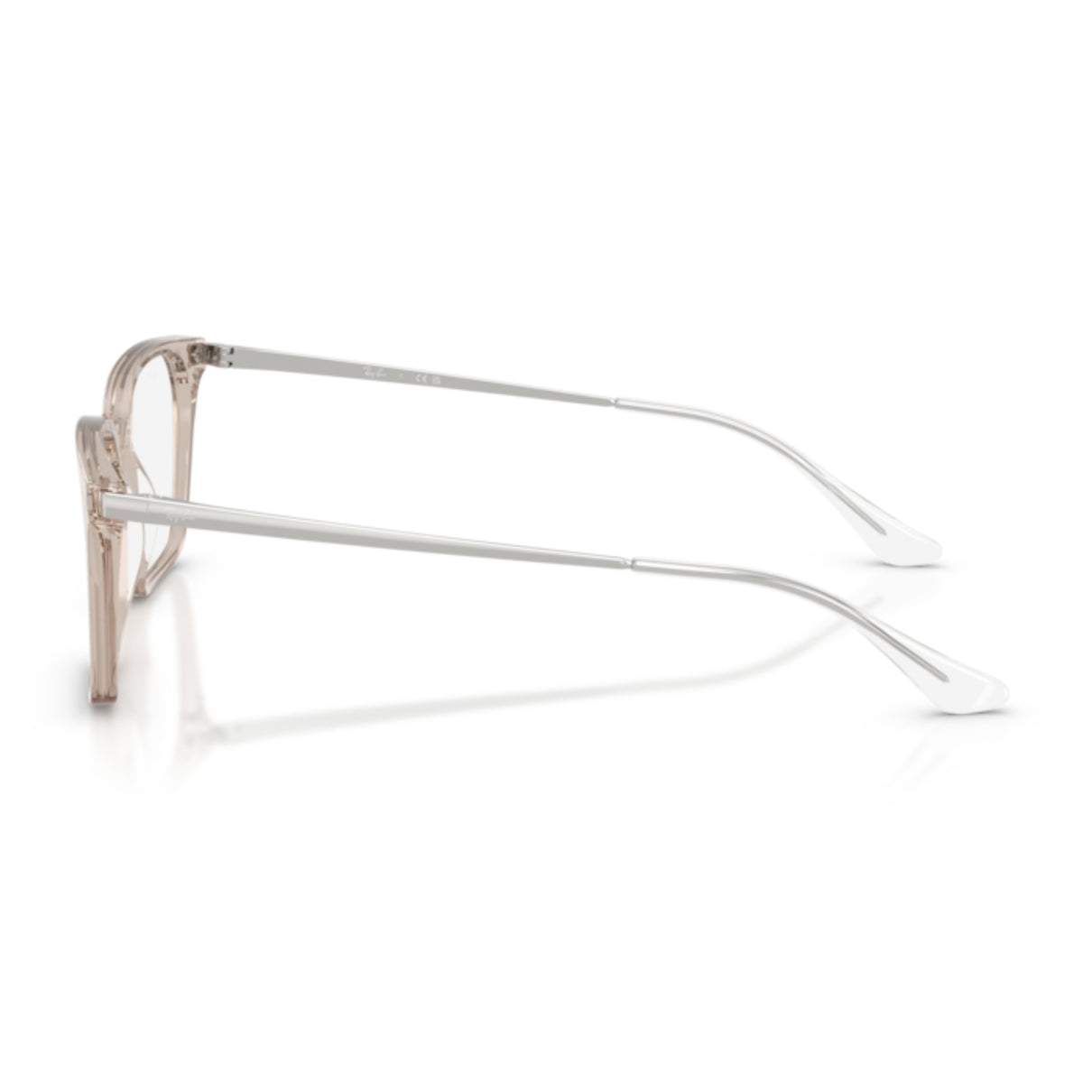 Ray-Ban RX5452I light brown square eyeglasses, side view of the silver temple