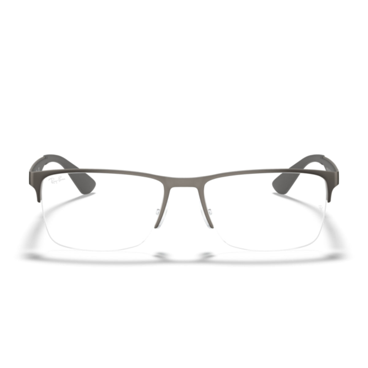 Ray-Ban RX6335 gunmetal rectangle eyeglasses, half-rim metal and plastic frame