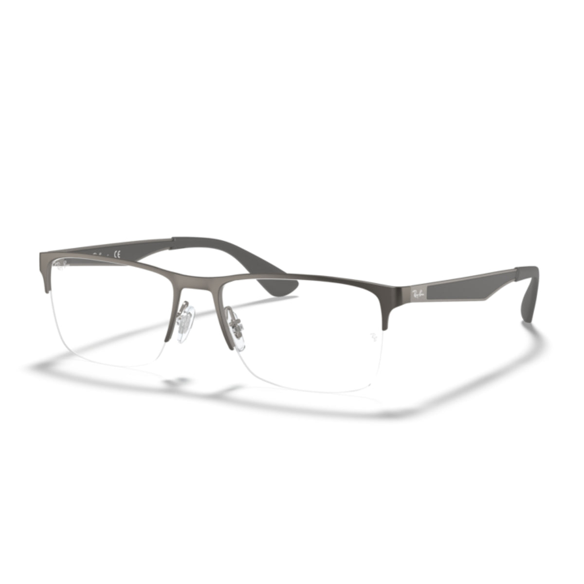 Ray-Ban RX6335 gunmetal rectangle eyeglasses with metal and plastic frame
