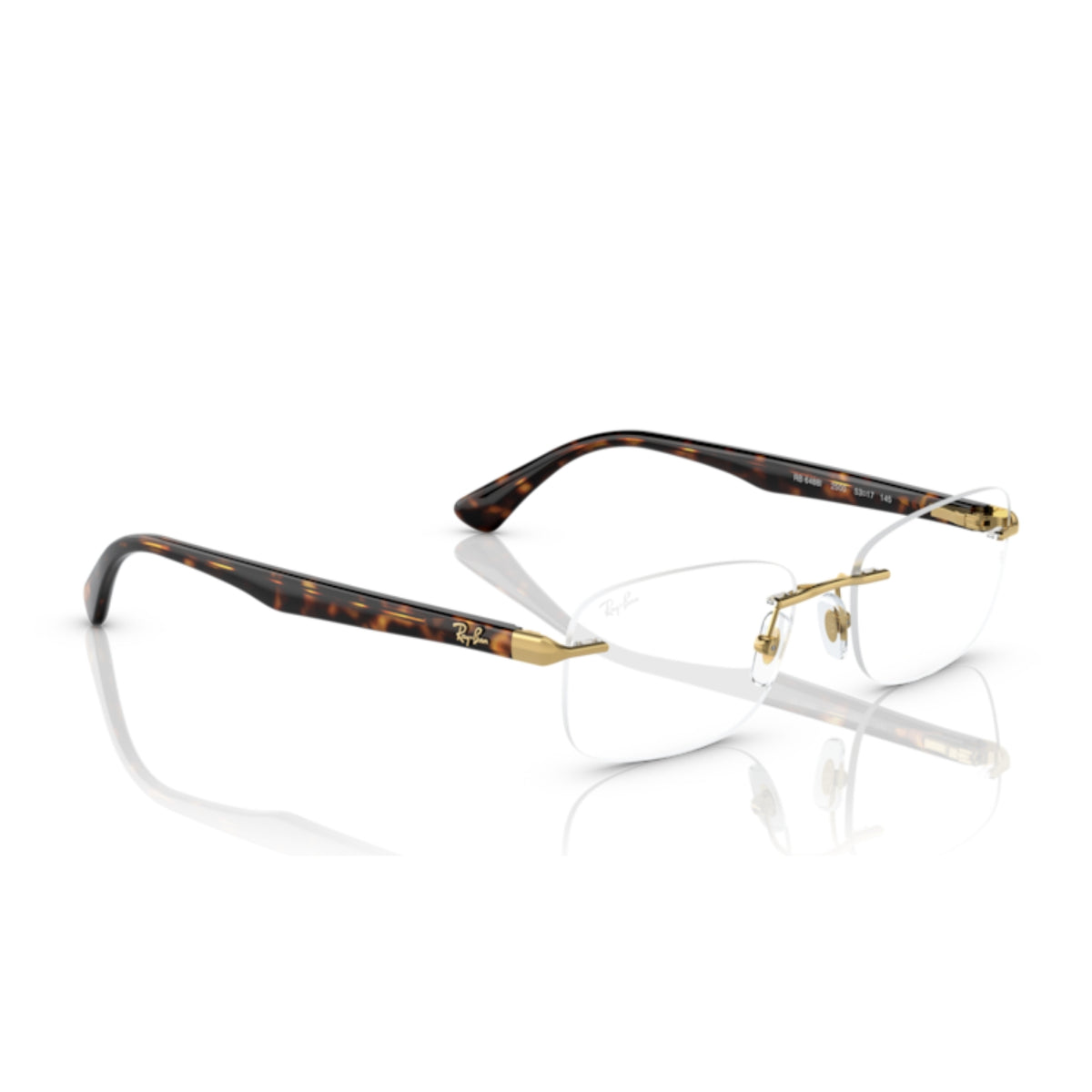 Ray-Ban RX6488I arista gold rimless eyeglasses, angled view