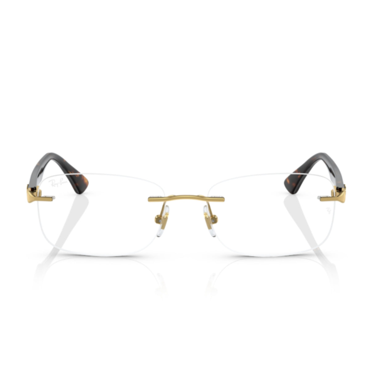 Ray-Ban RX6488I arista gold rimless eyeglasses, metal and acetate frame
