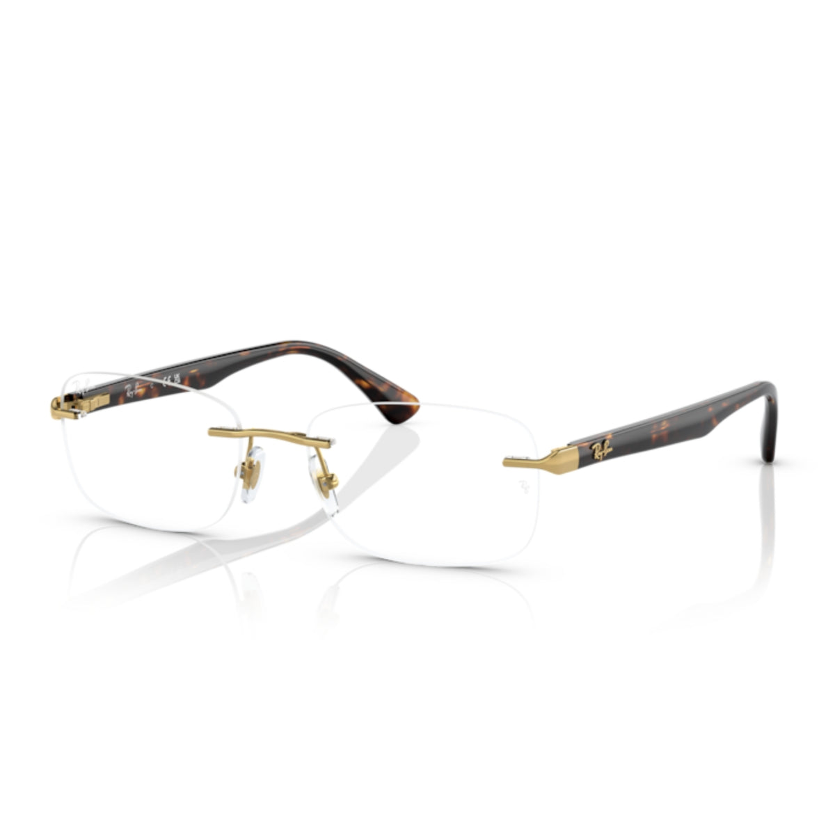 Ray-Ban RX6488I arista gold rimless eyeglasses with metal and acetate frame