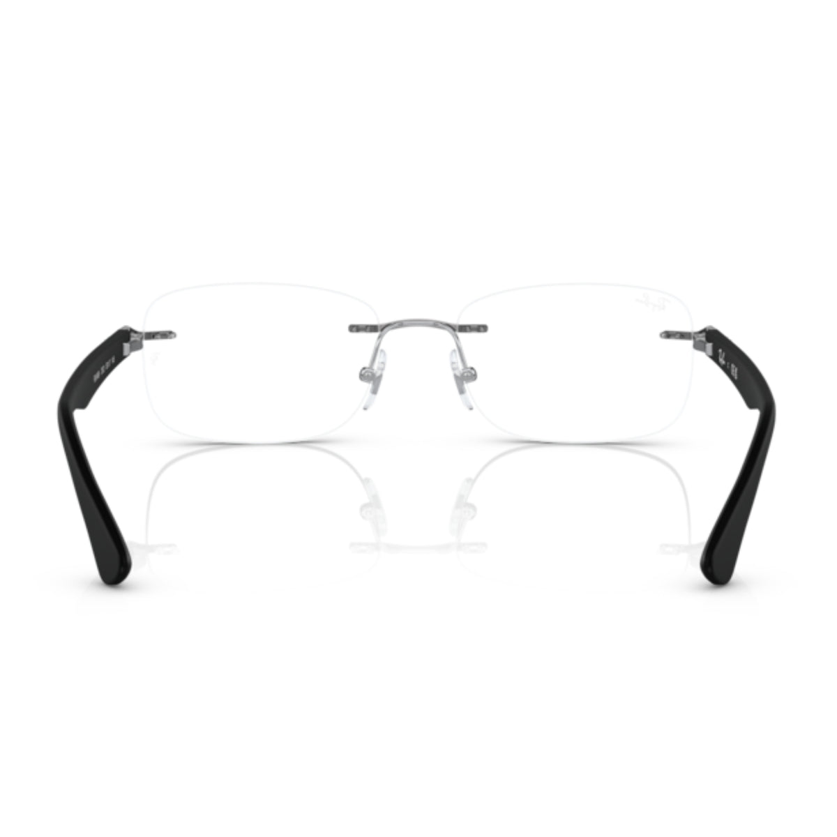 Ray-Ban RX6488I gunmetal rimless eyeglasses, back view of the frame and temples