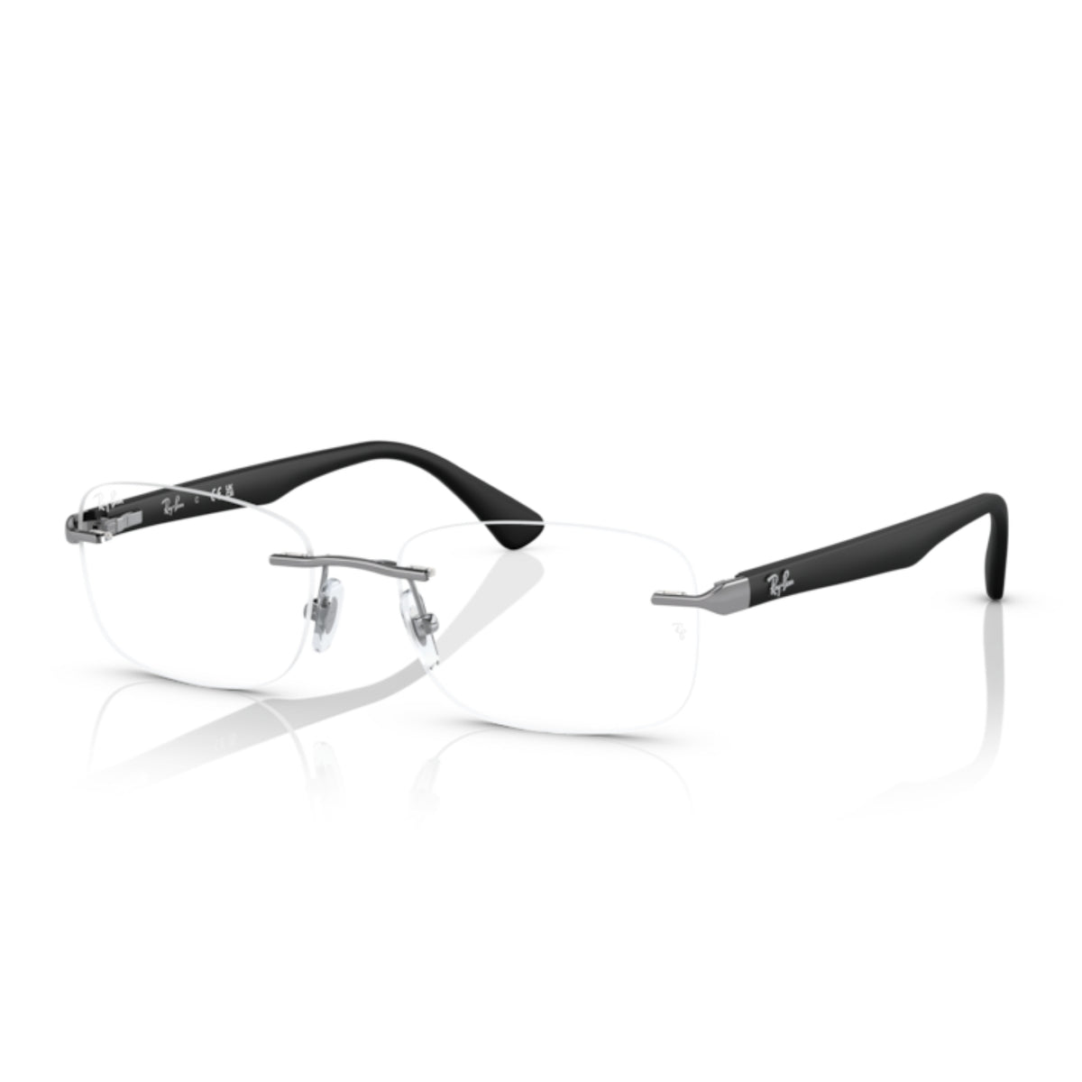 Ray-Ban RX6488I gunmetal rimless eyeglasses with metal and acetate frame