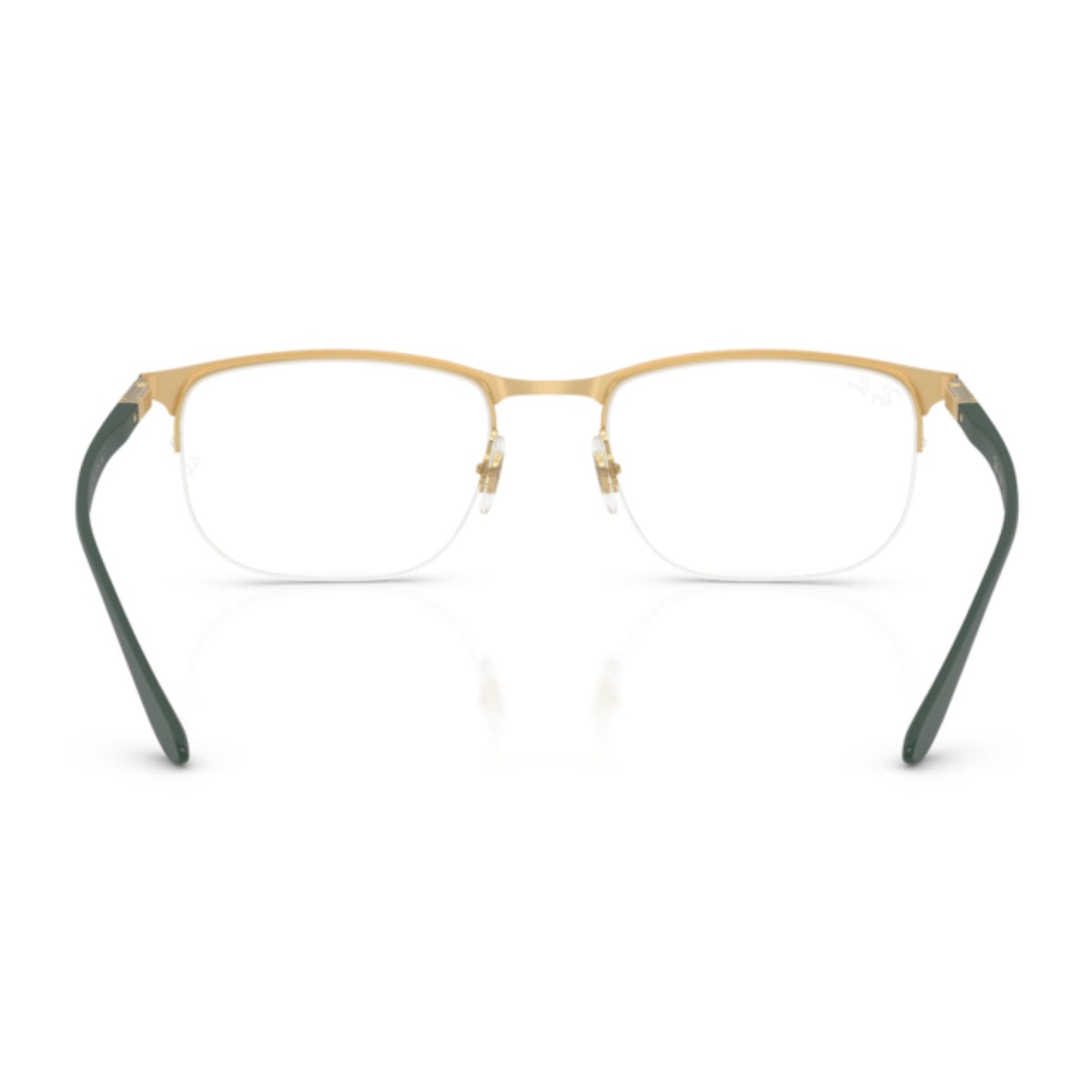 Ray-Ban RX6513 black & gold geometric eyeglasses, back view of the frame and temples