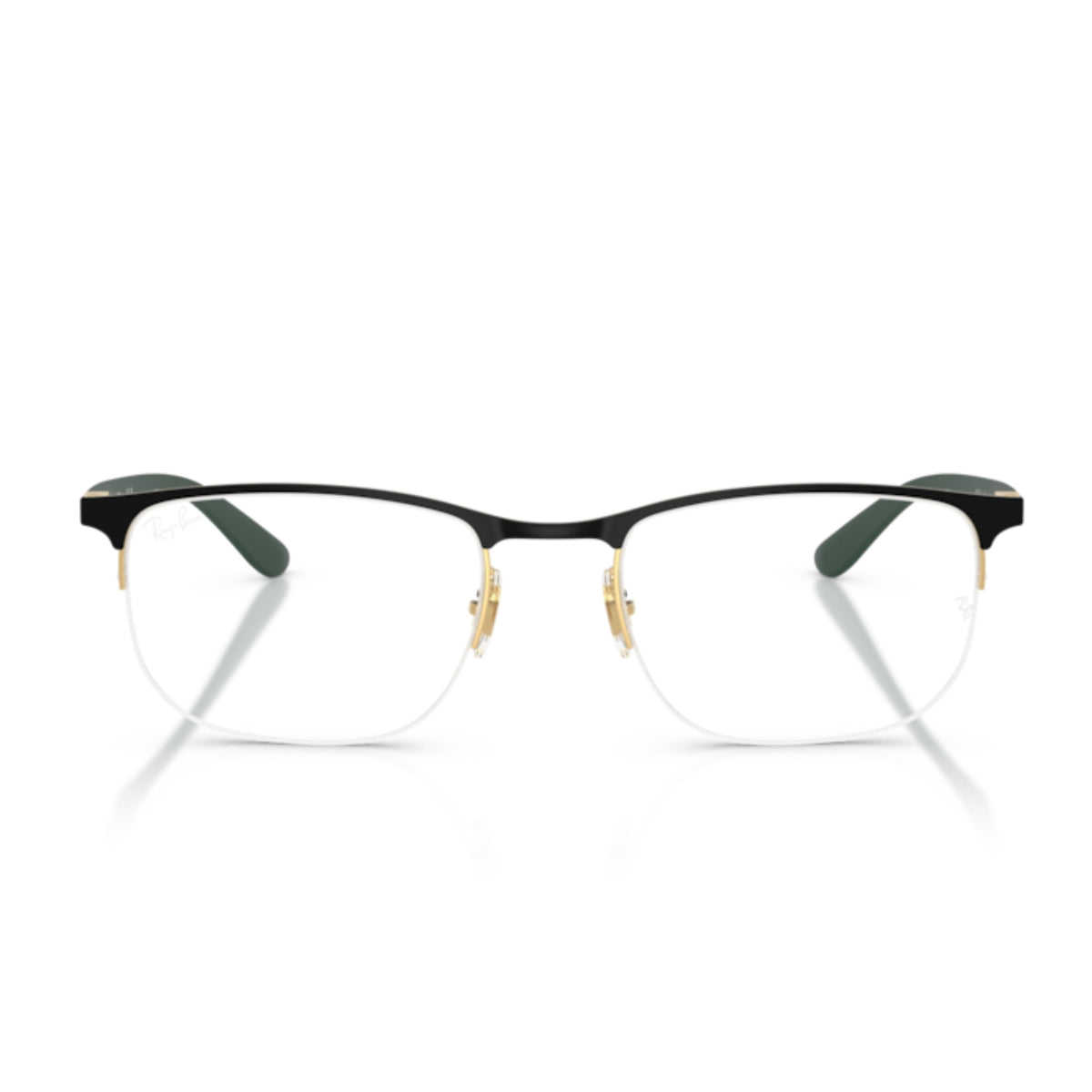 Ray-Ban RX6513 black & gold geometric eyeglasses, half-rim metal frame
