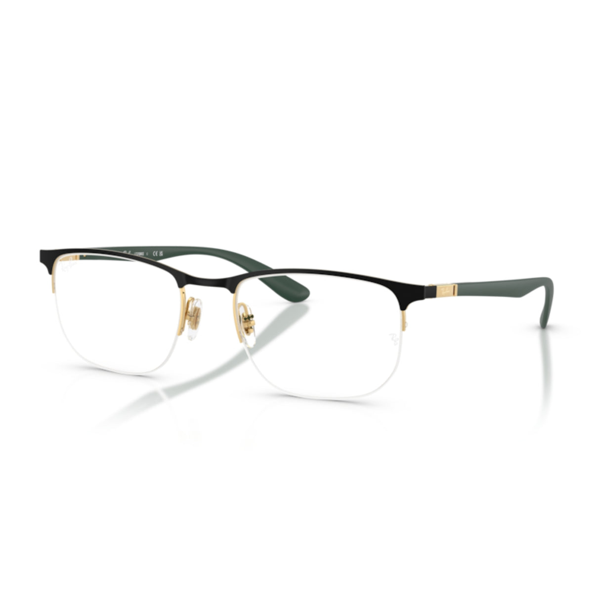 Ray-Ban RX6513 black & gold geometric eyeglasses with metal frame