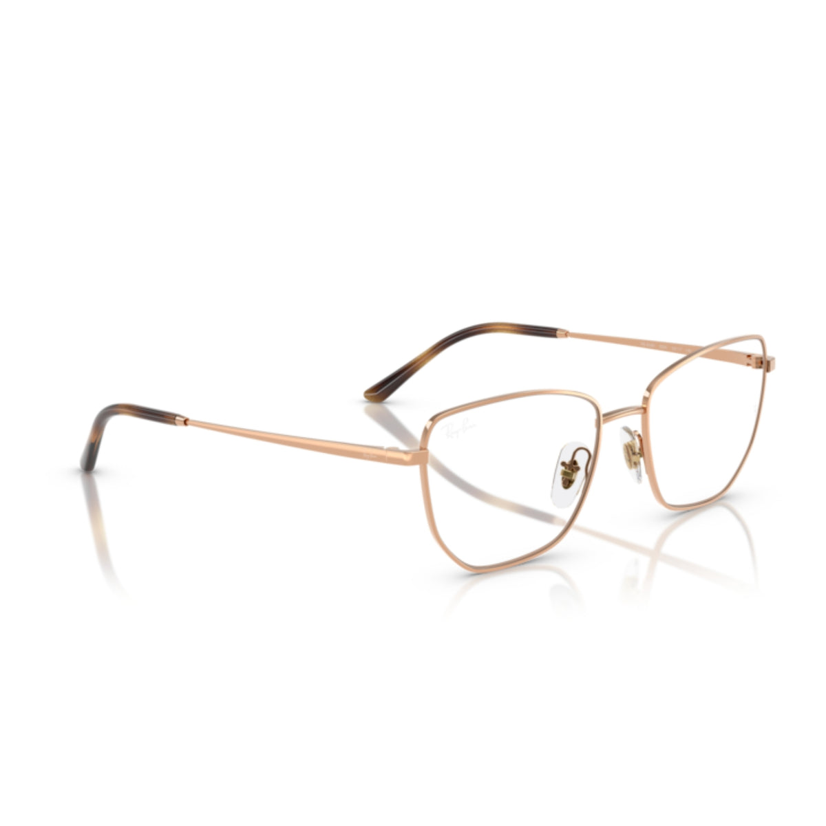 Ray-Ban RX6530I rosegold geometric eyeglasses, angled view