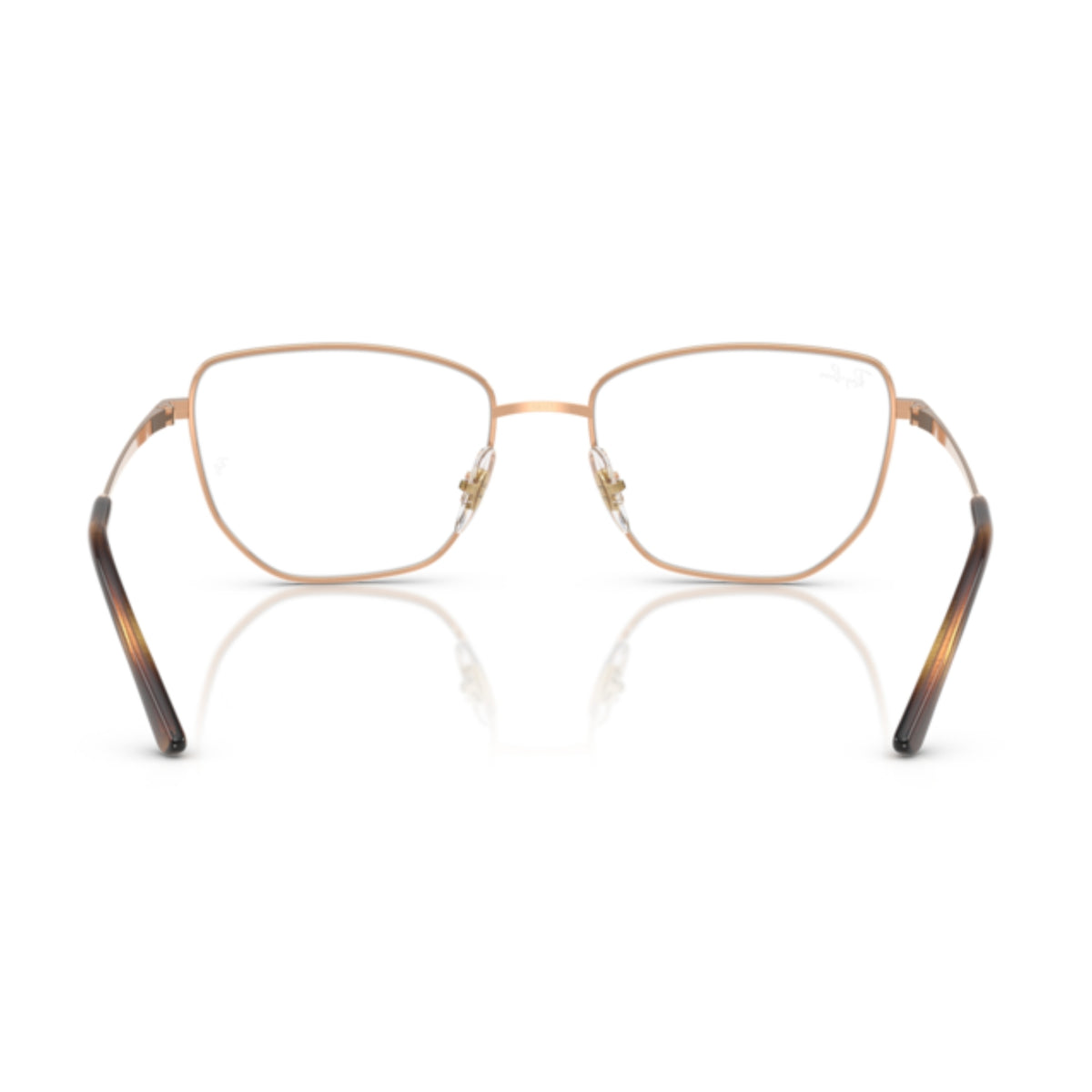 Ray-Ban RX6530I rosegold geometric eyeglasses, back view of the frame and temples