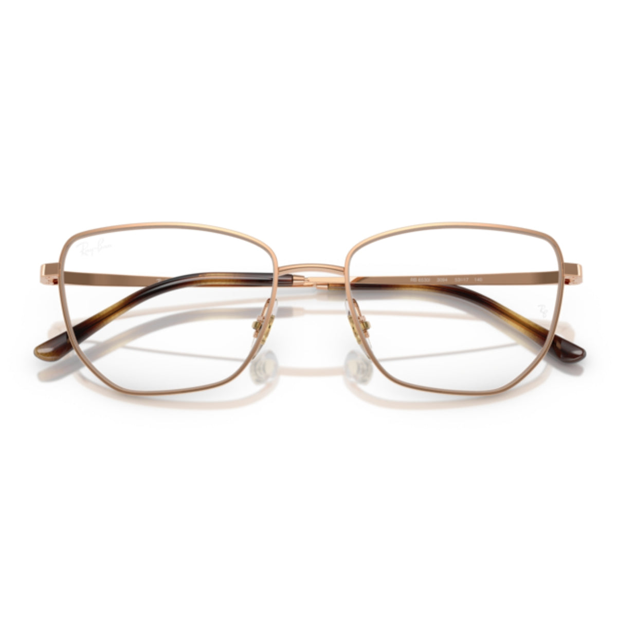 Ray-Ban RX6530I rosegold geometric eyeglasses, front view with the temples folded