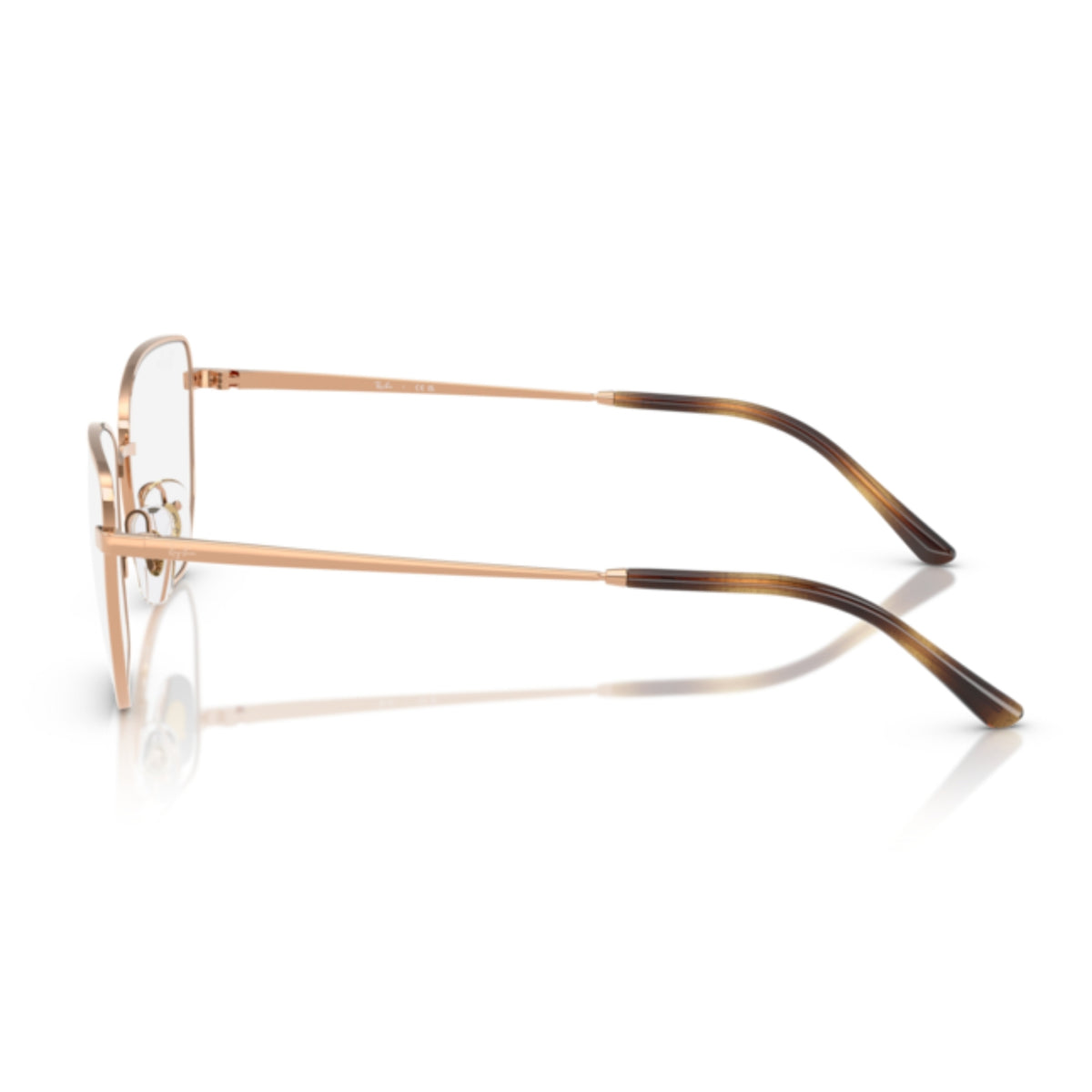 Ray-Ban RX6530I rosegold geometric eyeglasses, side view of the rose gold temple
