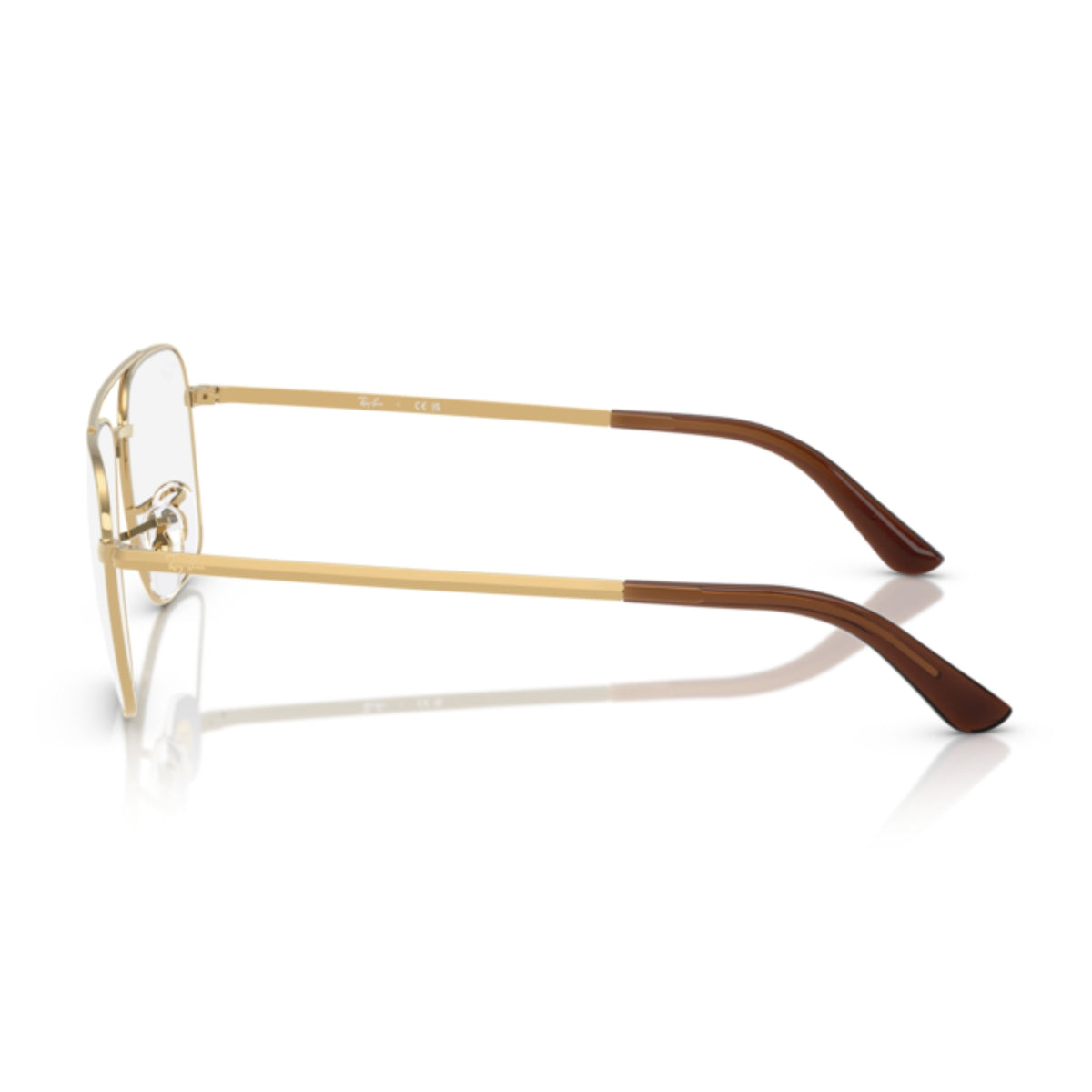 Ray-Ban RX6531I arista gold square eyeglasses, side view of the temple