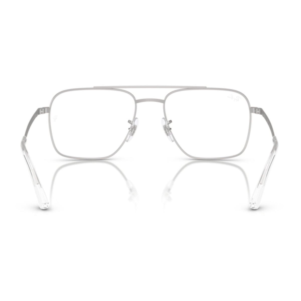 Ray-Ban RX6531I silver square eyeglasses, back view of the frame and temples