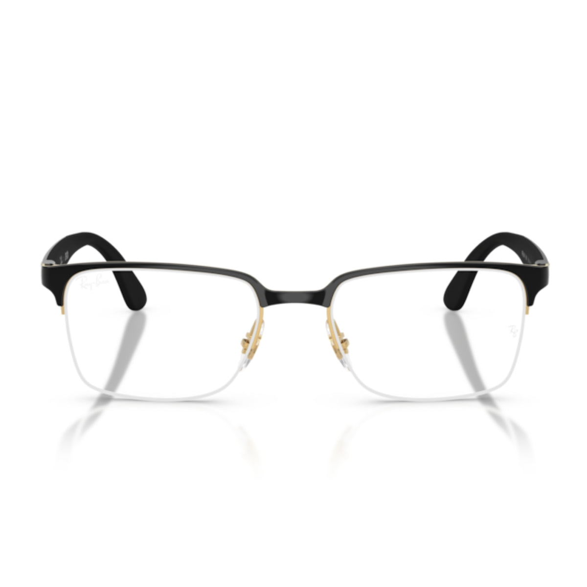 Ray-Ban RX6540I black on gold rectangle eyeglasses, half-rim metal and lightweight frame