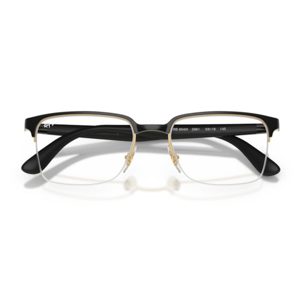 Ray-Ban RX6540I 2991 Black on Gold Rectangle Eyeglasses