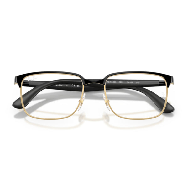 Ray-Ban RX6542I 2991 Black on Gold Rectangle Eyeglasses