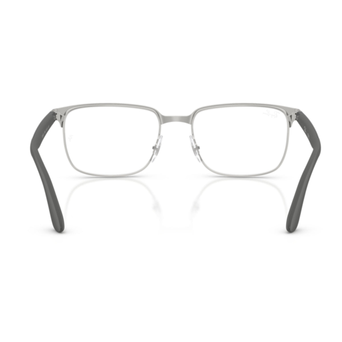 Ray-Ban RX6542I gunmetal rectangle eyeglasses, back view of the frame and temples