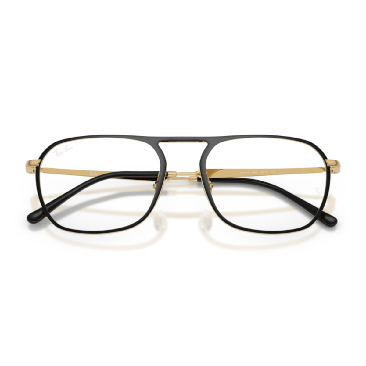 Ray-Ban RX6548 blue & arista gold square eyeglasses, front view with the temples folded