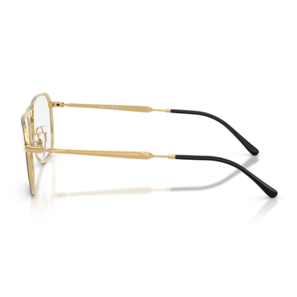 Ray-Ban RX6548 blue & arista gold square eyeglasses, side view of the arista gold temple
