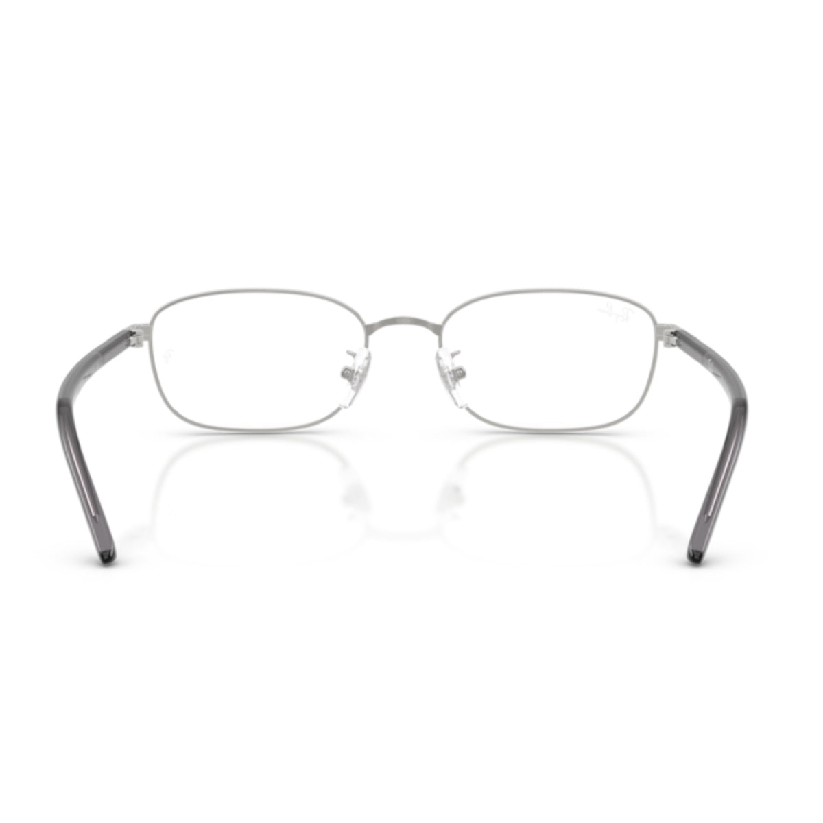 Ray-Ban RX6551D silver square eyeglasses, back view of the frame and temples