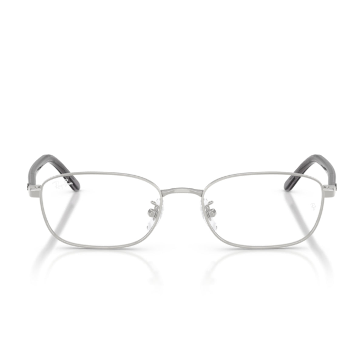 Ray-Ban RX6551D silver square eyeglasses, full-rim metal and acetate frame