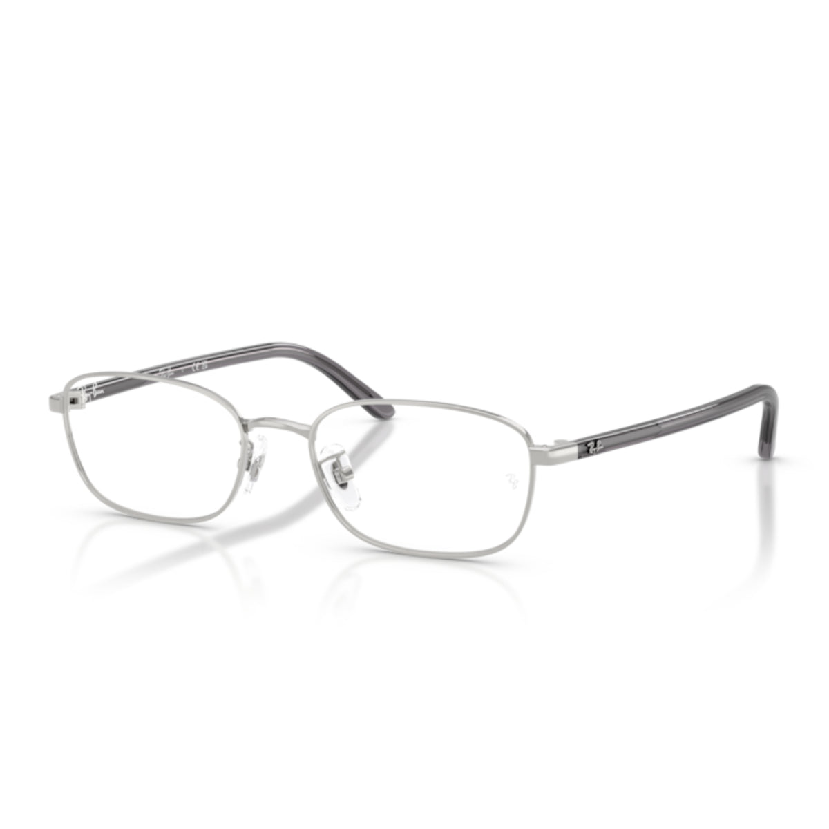 Ray-Ban RX6551D silver square eyeglasses with metal and acetate frame