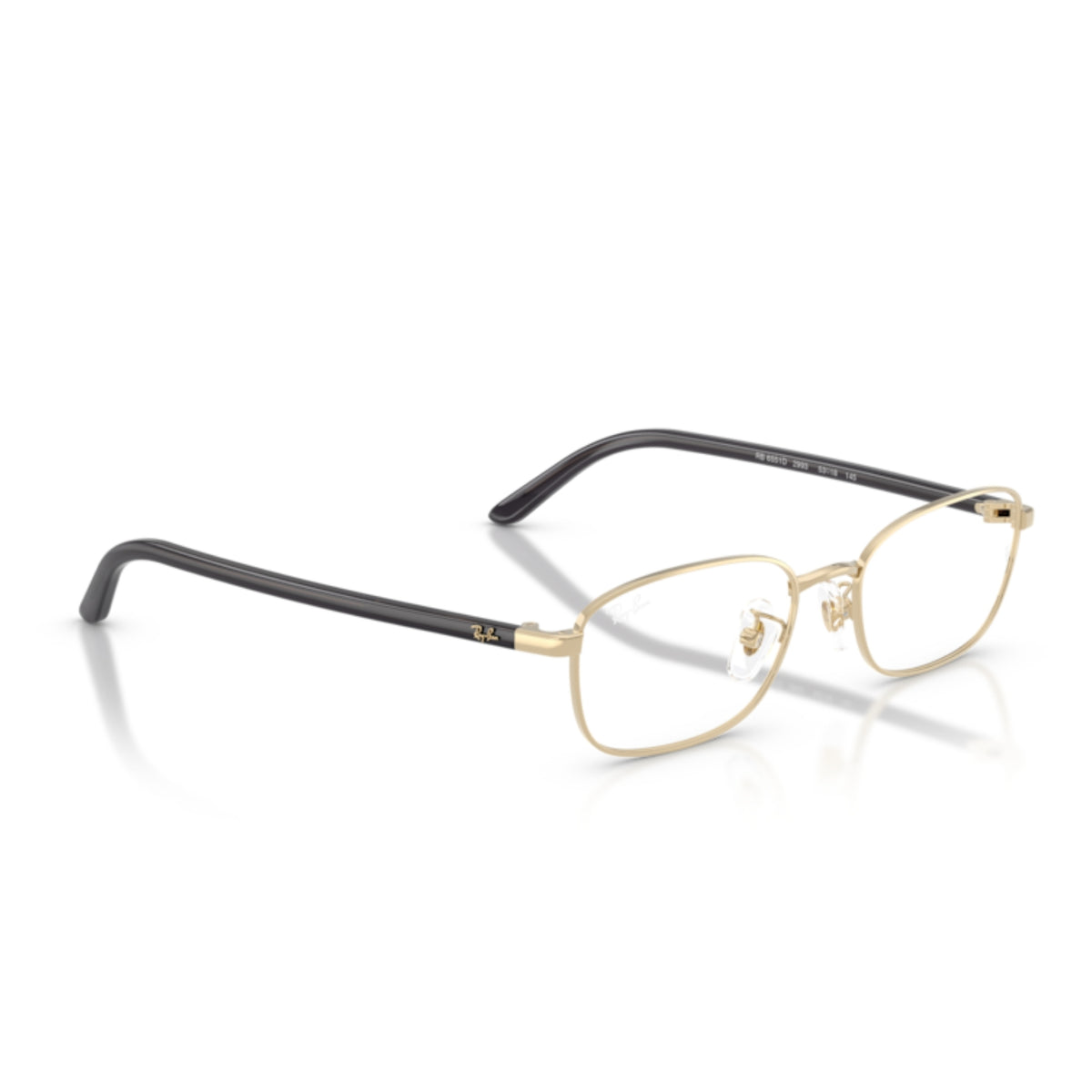Ray-Ban RX6551D pale gold square eyeglasses, angled view