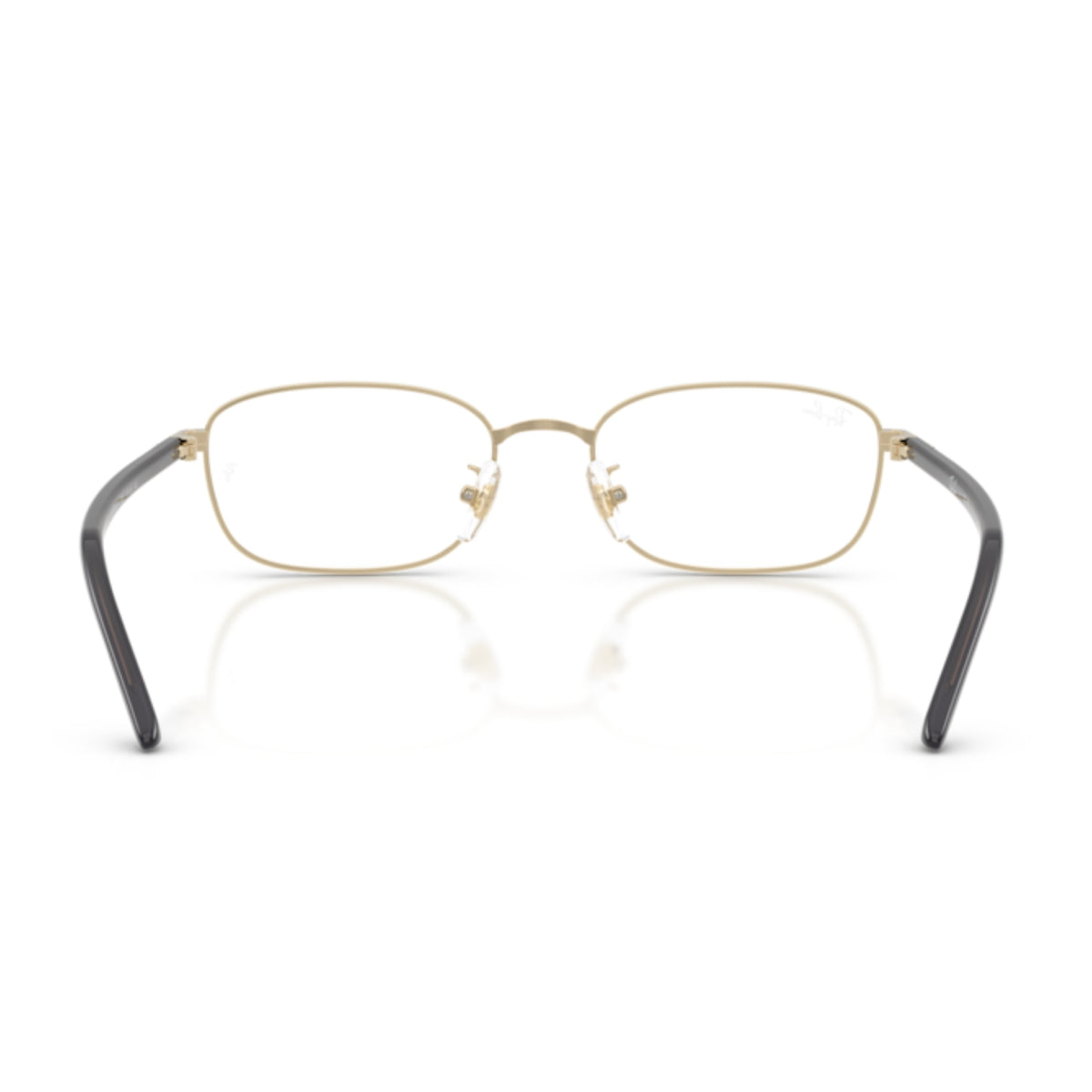 Ray-Ban RX6551D pale gold square eyeglasses, back view of the frame and temples