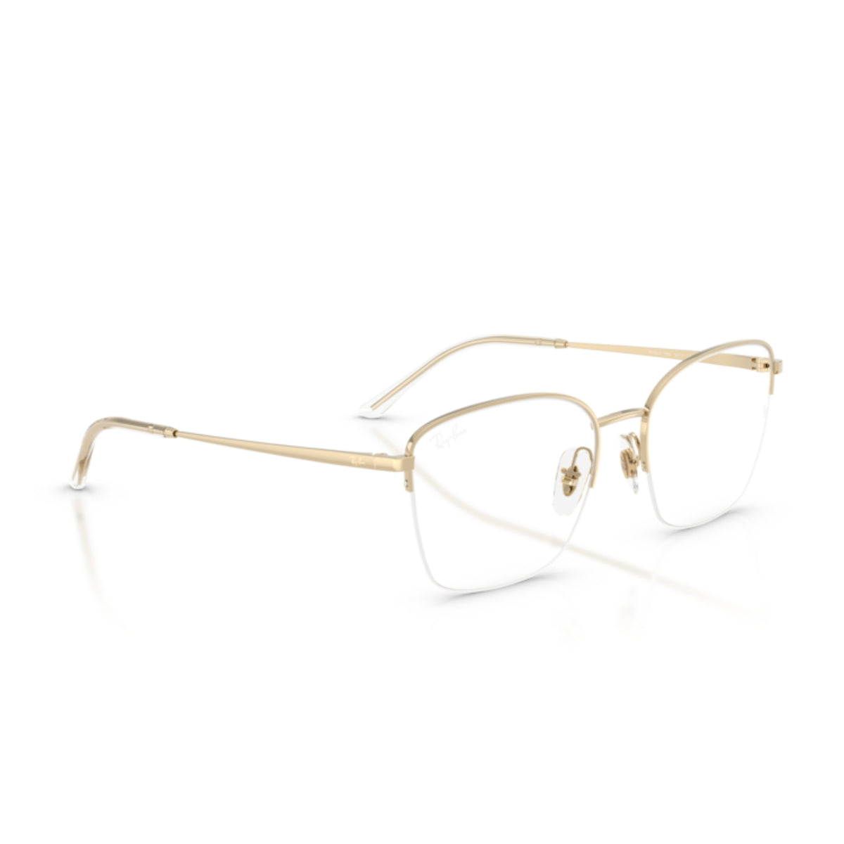 Ray-Ban RX6554I pale gold geometric eyeglasses, angled view