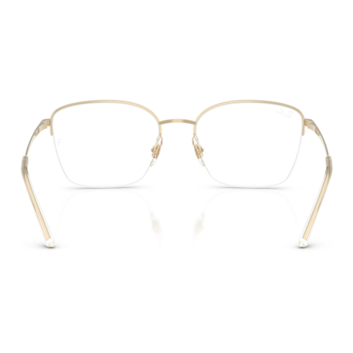 Ray-Ban RX6554I pale gold geometric eyeglasses, back view of the frame and temples