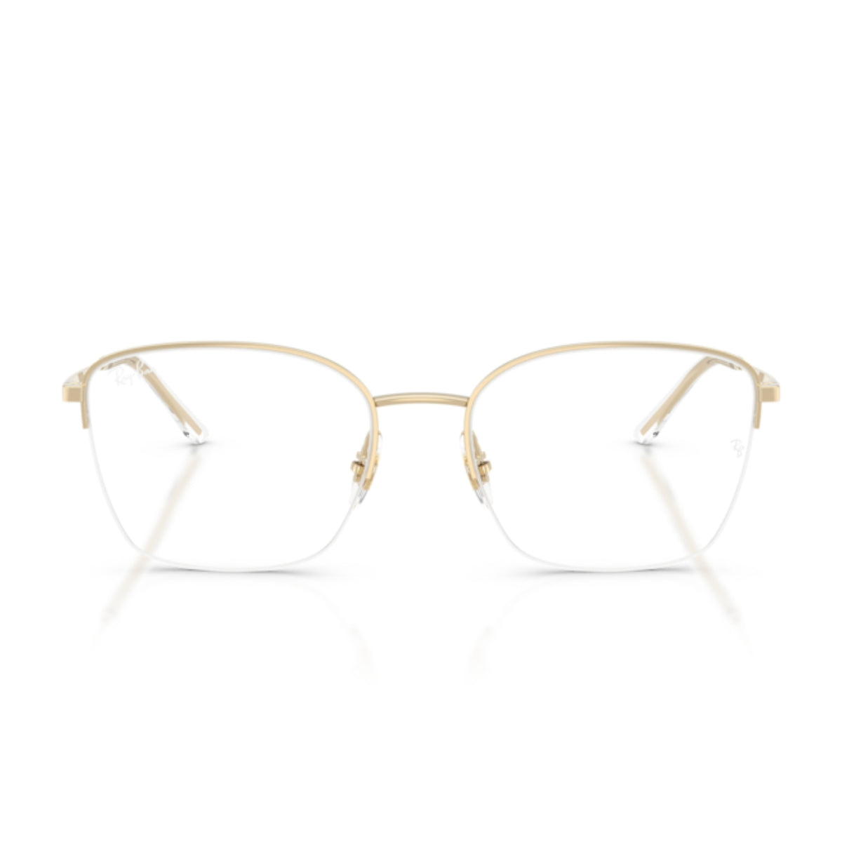Ray-Ban RX6554I pale gold geometric eyeglasses, half-rim metal frame