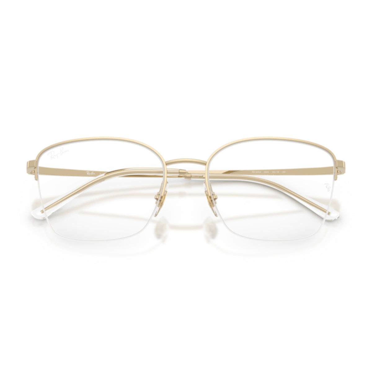 Ray-Ban RX6554I pale gold geometric eyeglasses, front view with the temples folded