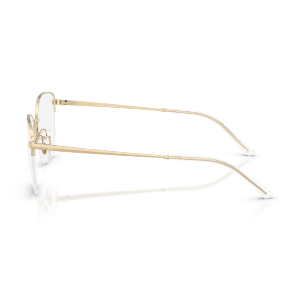 Ray-Ban RX6554I pale gold geometric eyeglasses, side view of the temple