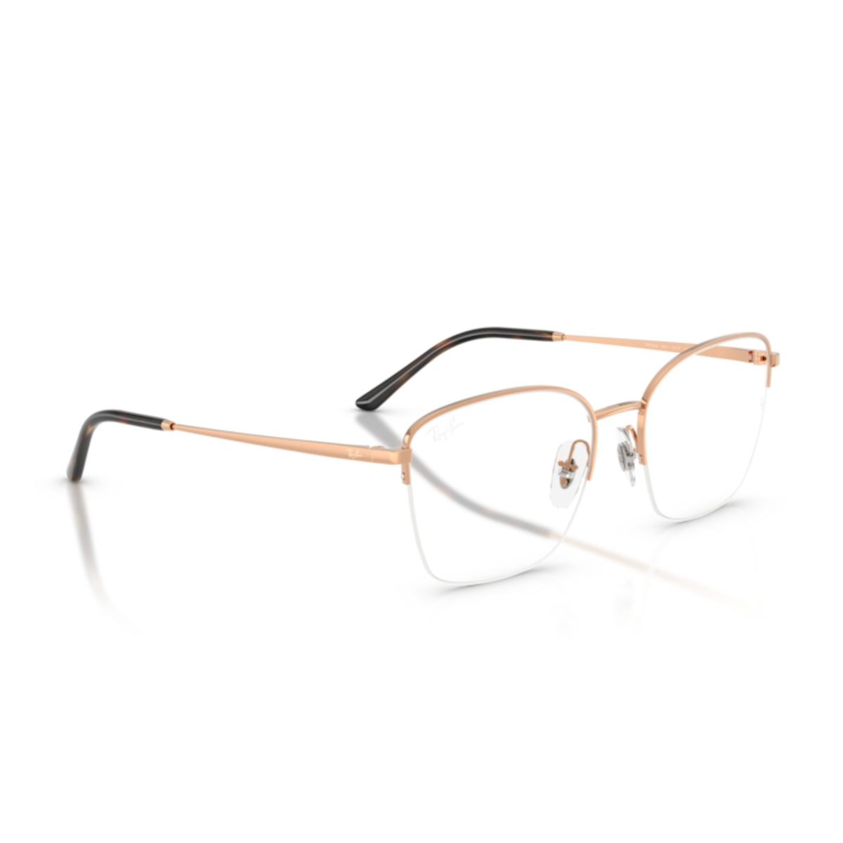 Ray-Ban RX6554I rose gold geometric eyeglasses, angled view