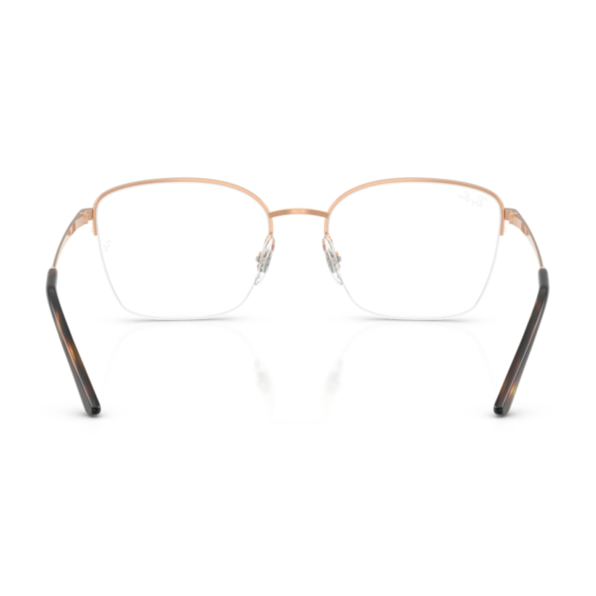 Ray-Ban RX6554I rose gold geometric eyeglasses, back view of the frame and temples