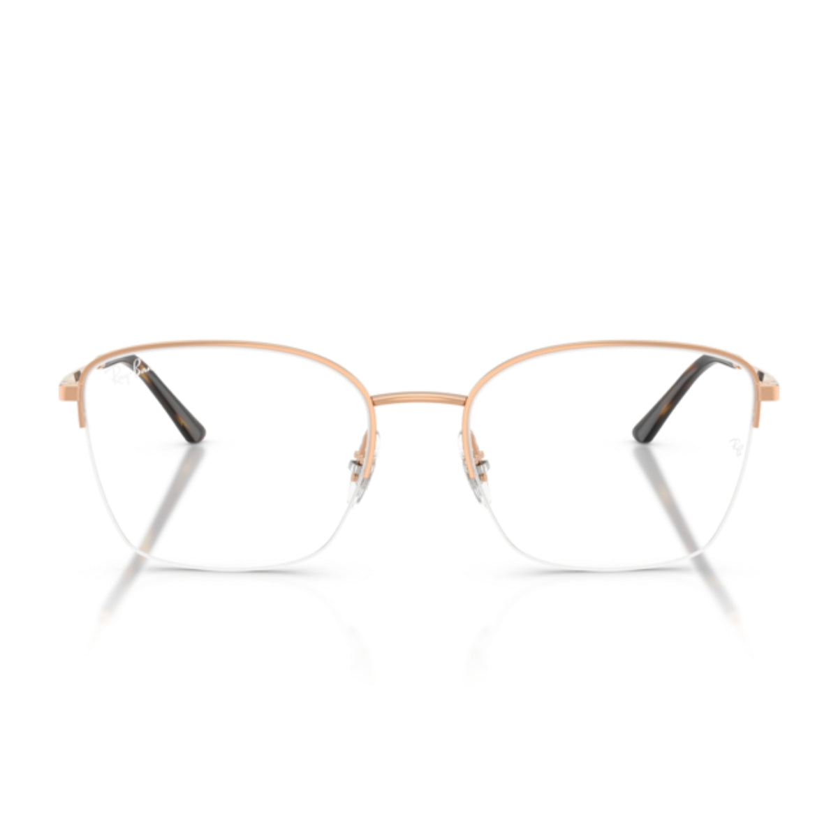 Ray-Ban RX6554I rose gold geometric eyeglasses, half-rim metal frame