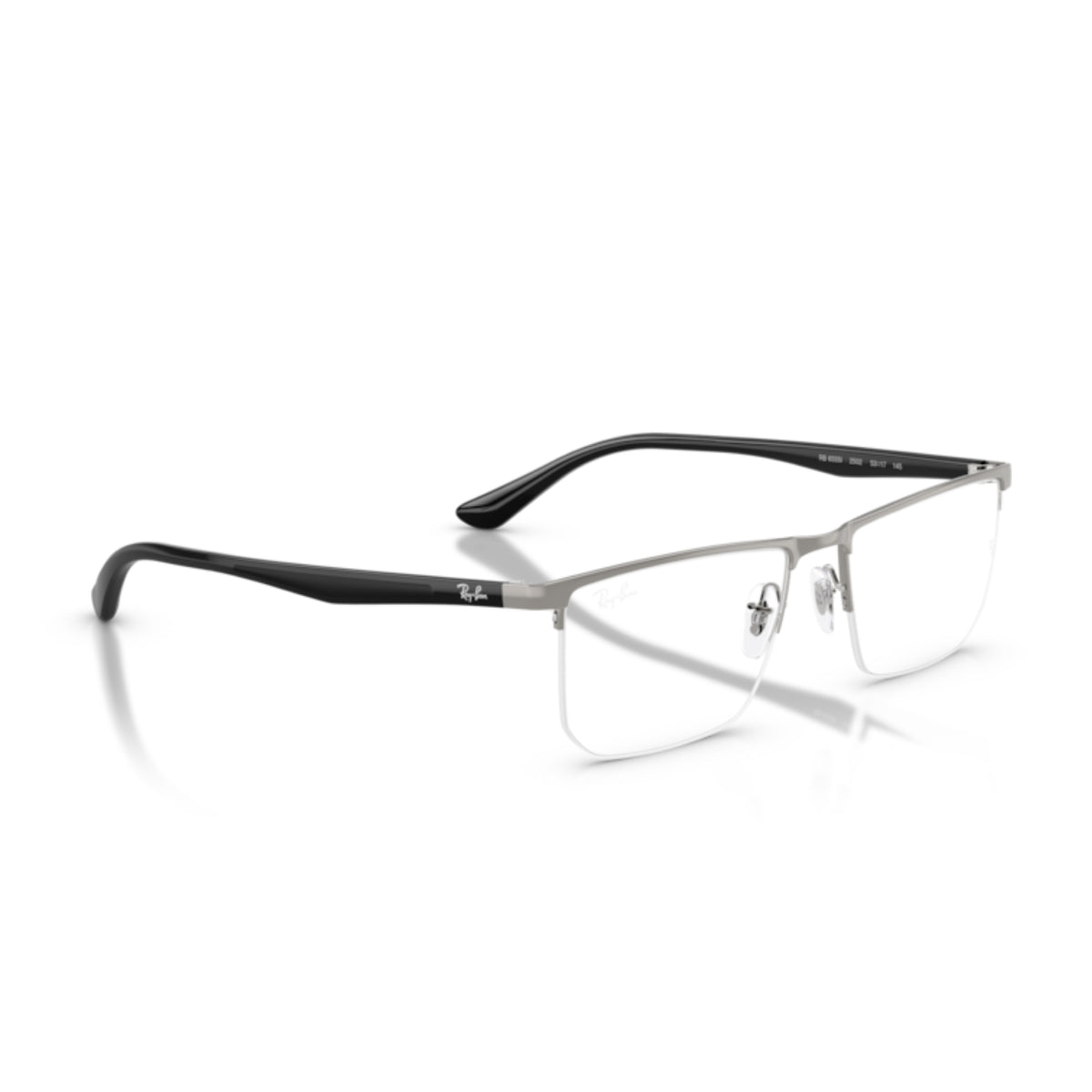 Ray-Ban RX6555I gunmetal rectangle eyeglasses, angled view